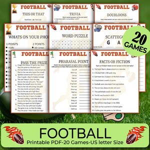 20 Football Party Games Bundle, Football Party Fun & Trivia, Football Party Trivia, Football Party Activities, Football Games Ideas