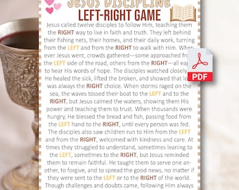 Jesus discipline Bible Left Right Game, Sunday School Church Games, Left-Right Bible Games, Jesus' Disciples Games, Youth Group Games