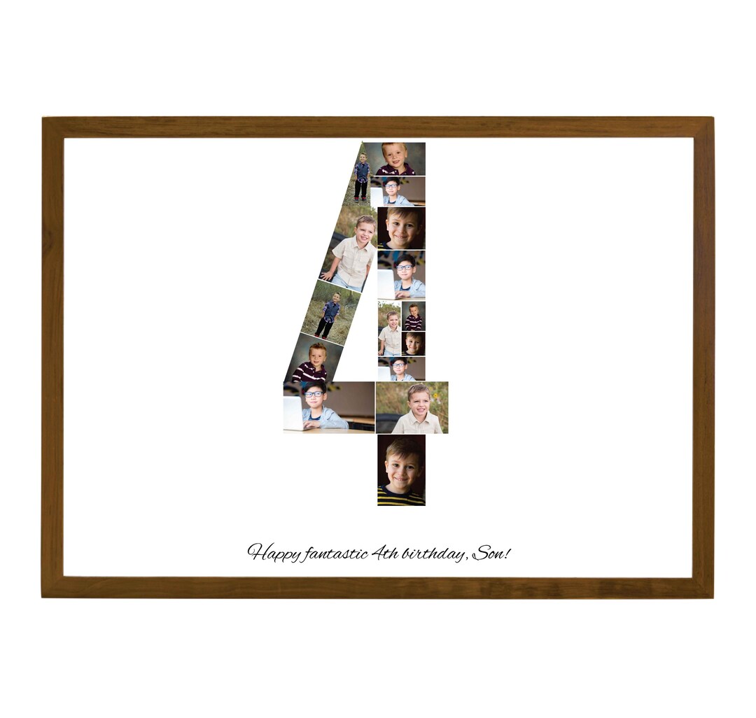 4th Birthday Photo Collage Template, Number 4, 4th Birthday Photo ...