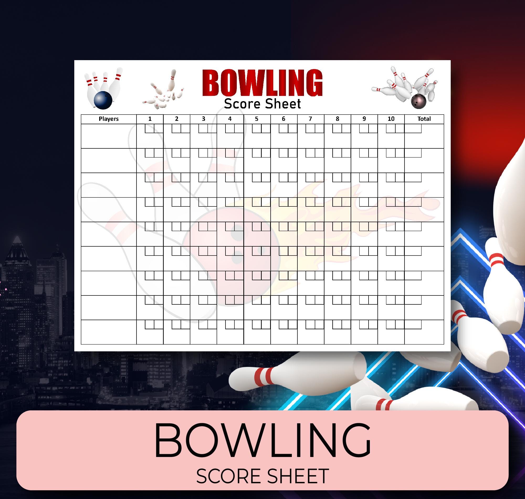Bowling Score Sheet, Bowling Score Pad, Bowling Score Card, Bowling ...