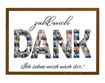DANK Fotocollage Vorlage, Trauercollage Tafel, Erinnerungstafel, Geschenk Fotocollage, Gedenkposter, Bildcollage Freund, Exzellent