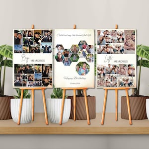 Funeral Photo Collage Sign Set Templates, Funeral Welcome Sign Template, Celebration of Life, In Loving Memory, Memorial Poster Size