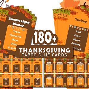 Thanksgiving Taboo Game Cards, Party game, Printable Thanksgiving Family Game, Family Cards game, Forbidden Words, Thanksgiving Taboo Game