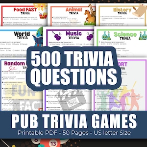 Pub Trivia Games Bundle, Trivia Night Games, Trivia Games Set, Family Game Night, Trivia Night Quizzes, Pub Trivia Pack, Game Night Trivia