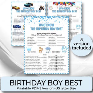 Who Knows The Birthday Boy Best, Birthday Boy Game, Birthday Party Game, Birthday Game for Boys, Birthday Trivia Game, Boy Birthday Activity