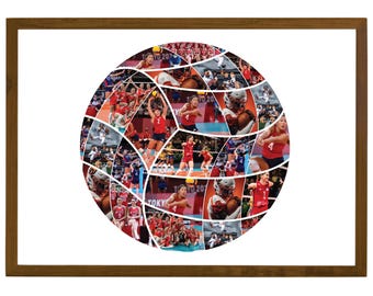 Sjabloon fotocollage volleybal, volleybal fotocollage, sportfotocollage, sjabloon volleybalcollage, gepersonaliseerde sjabloon