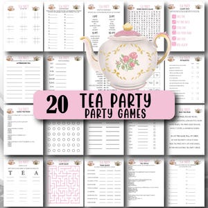 Tea Party Games, 20 Tea Party Printable Games, Tea Party Ideas, Tea Party Adults, Tea Party Trivia, Garden Tea Party, Bridal Tea Party Games