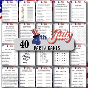 40 4th of July Party Games, Fun July 4th Party Games, Independence Day Games, 4th of July Picnic Ideas, Patriotic Games, USA Games Bundle