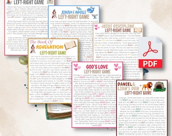 Bible Left Right Games - 6 Stories, Sunday School Church Games, Left-Right Bible, Bible Bundle, Youth Group Games, Bible Study Games