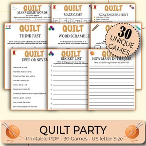 30 Quilt Party Games, Quilting Games, Quilting Games Bundle, Quilt Club Game, Quilt Retreat, Quilt Activities Bundle, Quilt party favor