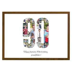 90th Birthday Photo Collage Template, Grandpa or Husband, Number Collage Birthday Gift for Her or Him, Personalized Gift for Grandma