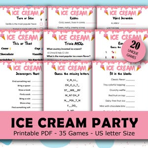 Ice Cream Party Games Bundle, Ice Cream Games, Ice Cream Activities, Family Activities, Summer Games Bundle, Ice Cream Birthday Party
