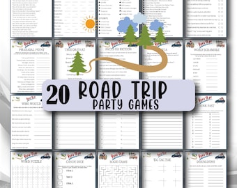 20 Road Trip Party Games, Travel Activities Pack, Road Trip Games Bundle, Family Road Trip Games, Summer travel games, Road trip Activity