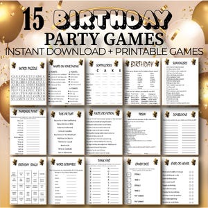 15 Birthday Party Games for Adults, Birthday Party Games for Her Him, Birthday Party Games Bundle, Birthday Games, Birthday Family Feud
