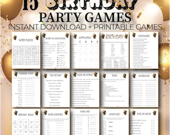 15 Birthday Party Games for Adults, Birthday Party Games for Her Him, Birthday Party Games Bundle, Birthday Games, Birthday Family Feud