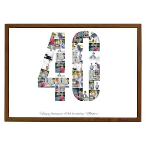 40th Birthday Photo Collage Template, Number 40 Collage, Personalized 40th Birthday Gift for Her/Him, Family Gift, Birthday Gift, Canva