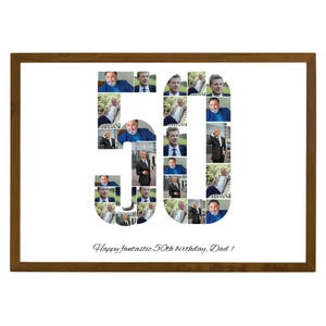 50th Birthday Photo Collage Template, Him/Her, Number Collage, Family Gift, Personalized 50th Birthday Gift, Birthday Gift, Editable Canva