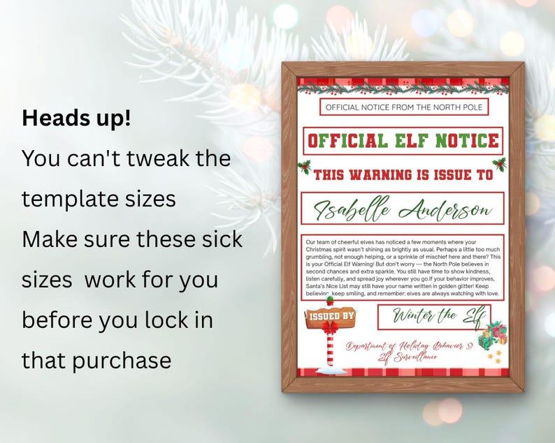 Elf Warning Report Editable Template, Elf Surveillance, Santa Warning ...