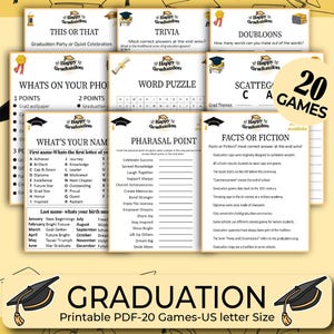 20 Graduation Party Games, Class of Graduation Games, College Grad Party, High School Graduation, Grad Night Games, Graduation trivia