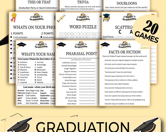 Simple Graduation Party Games Printable Modern Grad Games Class of 2026 ...