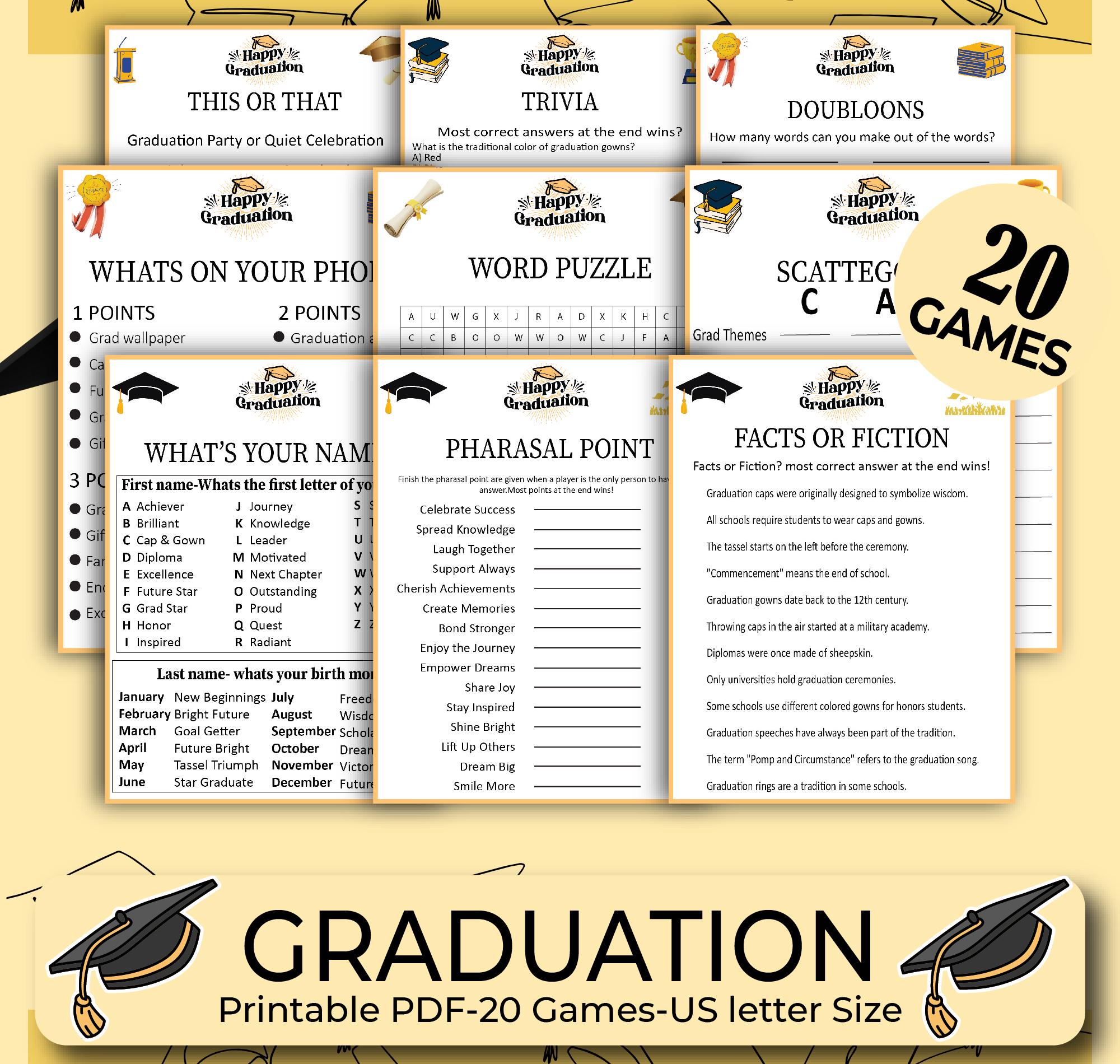 20 Graduation Party Games, Class of Graduation Games, College Grad ...
