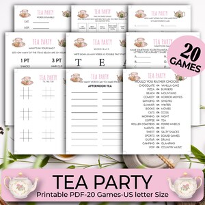 Tea Party Games, 20 Tea Party Printable Games, Tea Party Ideas, Tea Party Adults, Tea Party Trivia, Garden Tea Party, Bridal Tea Party Games