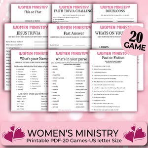 20 Women&#39;s Ministry Games, Bible Games Bundle, Bible Study Games, Sunday School, Christian Games, Bible Trivia Games, Bible Activities
