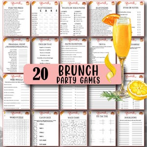 20 Brunch Games Bundle, Printable Brunch Party Games, Brunch Party Activities, Brunch Family Game, Office Brunch Games, Office Party Games