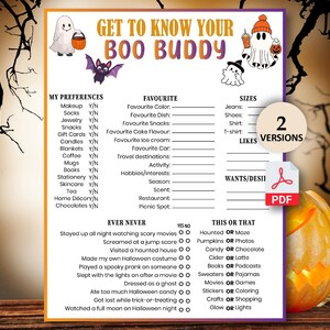 Get to Know You, Halloween gift questions, Halloween gift exchange, Spooky Theme Employee wish list, Boo Questionnaire, You&#39;ve Been Booed