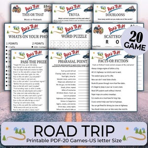 20 Road Trip Party Games, Road Trip Games Bundle, Family Road Trip Games, Summer travel games, Travel Activities Pack, Road trip Activity