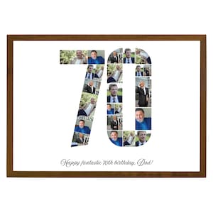 70th Birthday Photo Collage Template, 70th Birthday Photo Milestone Sign, Number 70, Editable 70th Birthday Photo Poster Template, Canva