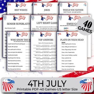 40 4th of July Party Games, Independence Day Games, 4th of July Party Activity, Fun July 4th Party Games,  Patriotic Games, USA Games Bundle