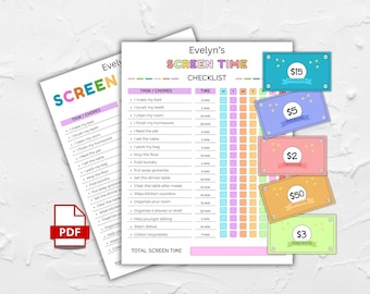 Screen Time Tracker, Screen Time Chore Chart, Earn Screen Time Pdf, Screen Time Schedule, Screentime Planner, Printable Screentime Rules