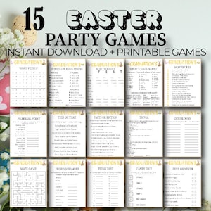 15 Easter Games For Kids, Easter Family Game, Easter Games Bundle, Easter Party, Fun Easter Party Ideas, Easter Party Games, Easter Games