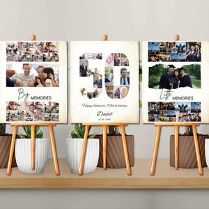 50th Birthday Gift for Women or Men, 50th Anniversary Photo Collage Template, Printable 50th Birthday Gift for Him or Her, Personalized