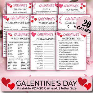 Galentine&#39;s Party Games, Ladies Night Games, 20 Galentine&#39;s Day Games, Valentines Party Games, Adult Valentine&#39;s Games, Galentines trivia