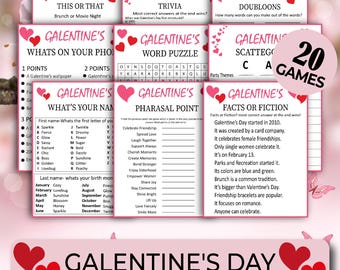 Galentine's Party Games, Ladies Night Games, 20 Galentine's Day Games, Valentines Party Games, Adult Valentine's Games, Galentines trivia
