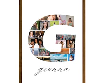 Letter G Photo Collage Template, Drag And Drop Photo, Fillable Letter, Alphabet Storyboard Memorial, Drag And Drop Letters Collage, Canva