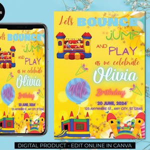 Bounce House Digital Invitation, Birthday Invite,  Bounce Castle Party, Birthday Template, Digital Kids Birthday, Bounce House Party Invite
