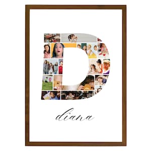 Plantilla de collage de fotos con la letra D, foto para arrastrar y soltar, letra rellenable, guión gráfico del alfabeto, collage de letras para arrastrar y soltar, Canva