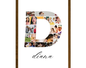 Letter D Photo Collage Template, Drag And Drop Photo, Fillable Letter, Alphabet Storyboard Memorial, Drag And Drop Letters Collage, Canva