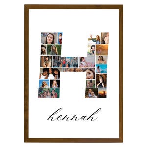 Letter H Photo Collage Template, Drag And Drop Photo, Fillable Letter, Alphabet Storyboard Memorial, Drag And Drop Letters Collage, Canva