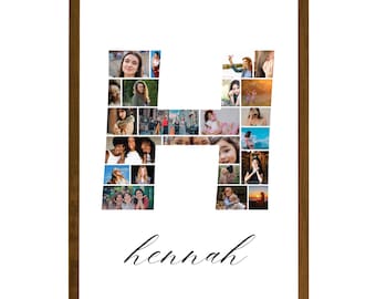 Letter H Photo Collage Template, Drag And Drop Photo, Fillable Letter, Alphabet Storyboard Memorial, Drag And Drop Letters Collage, Canva