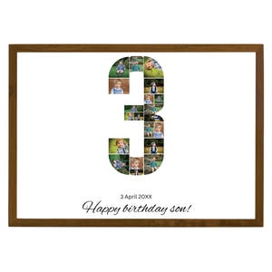 3rd Birthday Photo Collage Template, 3rd Birthday Photo Milestone Sign, Number 3, Editable 3rd Birthday Photo Poster Template, Canva