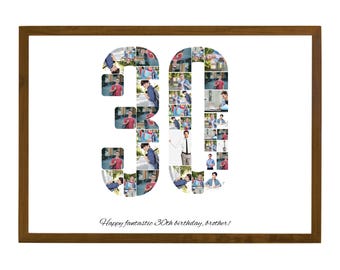 30th Birthday Photo Collage, 30th Birthday Gift, Canva Frame Templates, rthday Number 30 Printable, Editable 30th Birthday, Canva Templates