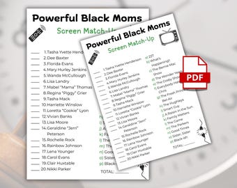 Iconic Black TV Moms Game, Mommy to Be Game, Black Mama Match Up Party Game, Black Mom Baby Shower Game, Black Mother's Day Game Printable