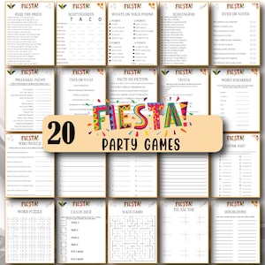 Fiesta Party Games Bundle, Mexican Party Games, Fiesta Games Bundle, Cinco de mayo party games, Taco party games, Fiesta trivia games