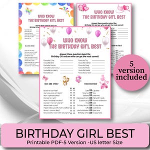 Who Knows The Birthday Girl Best, Pink Birthday Game, Birthday Games for Girls, Girls Slumber Party, How well do you know the Birthday Girl