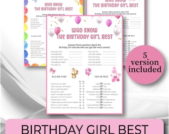 Who Knows The Birthday Girl Best, Pink Birthday Game, Birthday Games for Girls, Girls Slumber Party, How well do you know the Birthday Girl