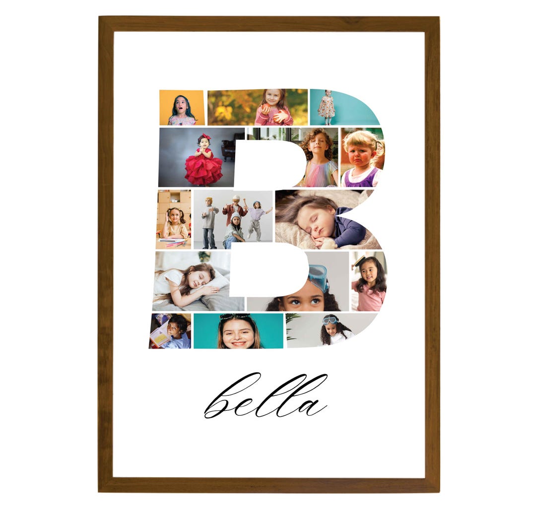Letter B Photo Collage Template, Drag and Drop Photo, Fillable Letter ...